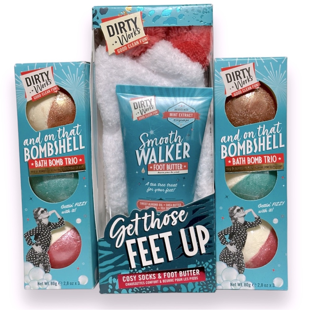 Dirty Works Get Those Feet Up and On That Bombshell Bath Bomb Trio Set! NWT! - Picture 1 of 6